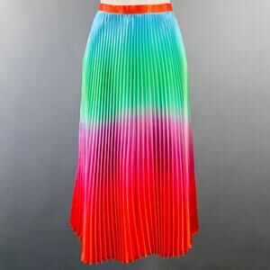 Size XS Multi Color Rainbow Polyester Ombre Pleated Side Zipper Skirt